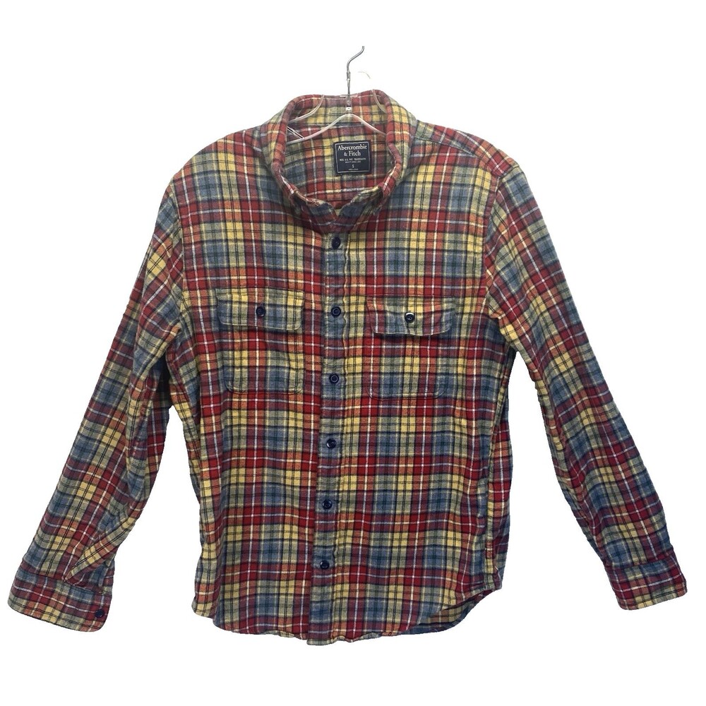 Abercrombie & Fitch Flannel Shirt Men's Small Plaid Soft Button Down/Up Cotton